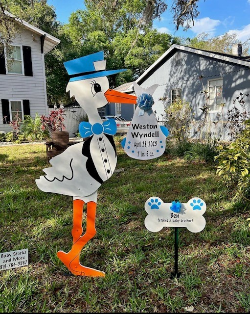 Stork yard sign for new baby – Tampa, FL